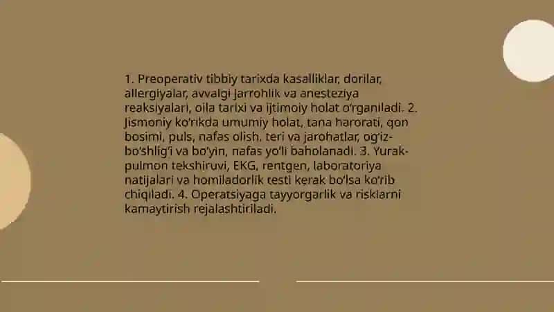 Bemorlarni operatsiyaga tayyorlash tartibi 4