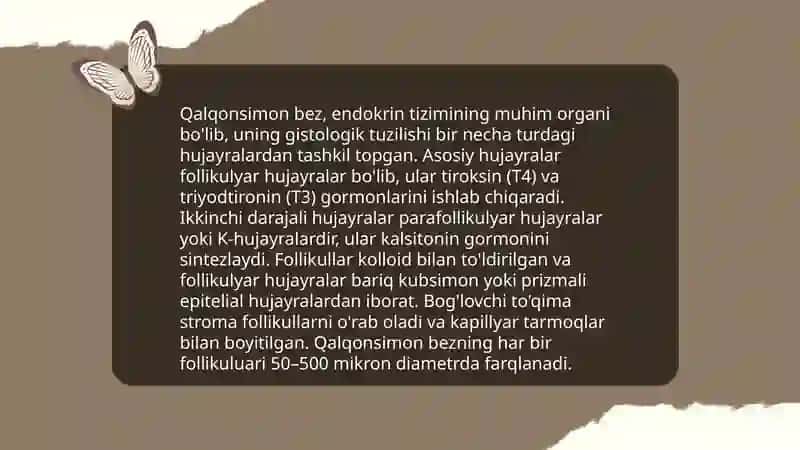 Qalqonsimon bez, qalqonsimon oldi bez, buyrak usti bezi - tuzilishi gistologik tuzilishi, bajaruvchi funksiyasi va potologiyasi 4