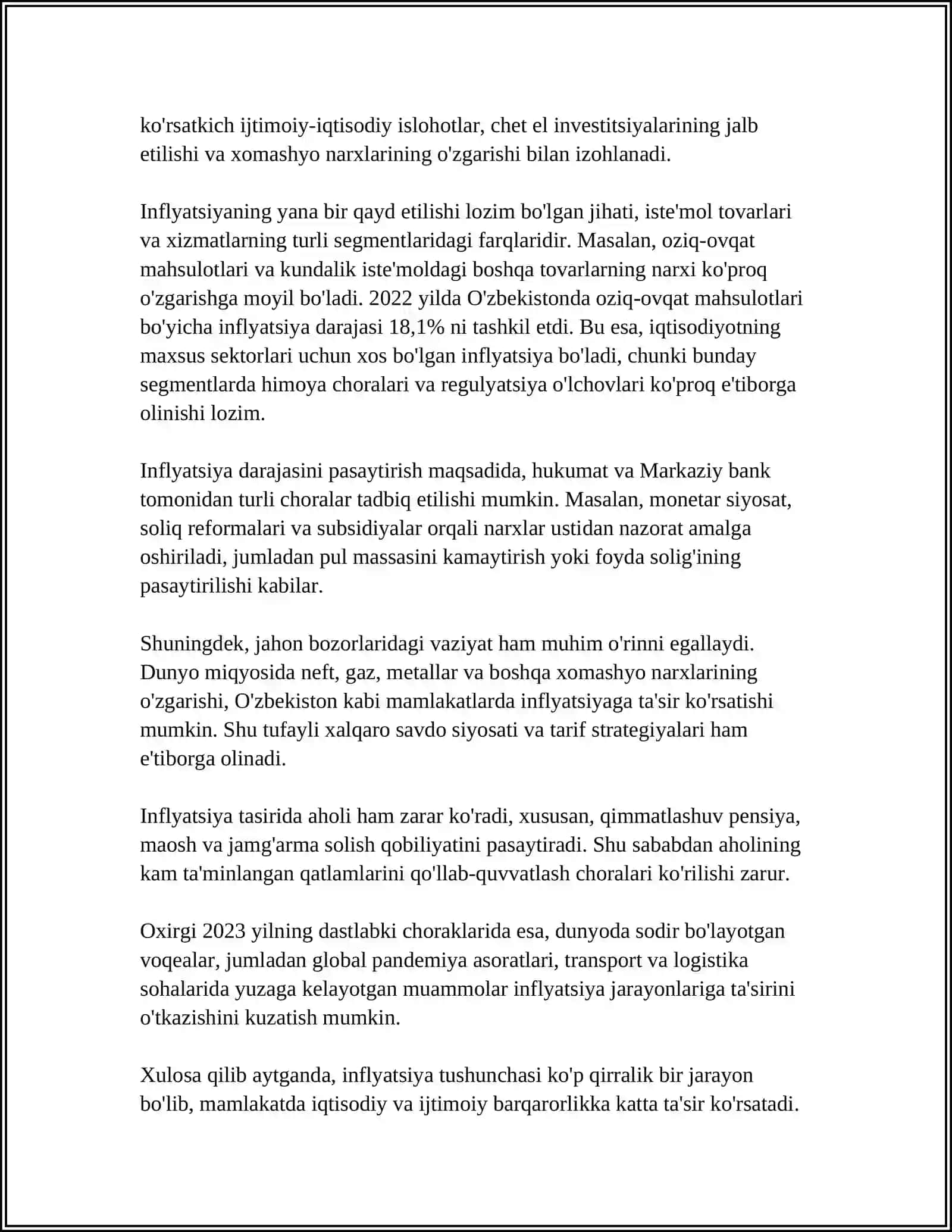 INFLYATSIYA, UNING IQTISODIY VA IJTIMOIY OQIBATLARI 4