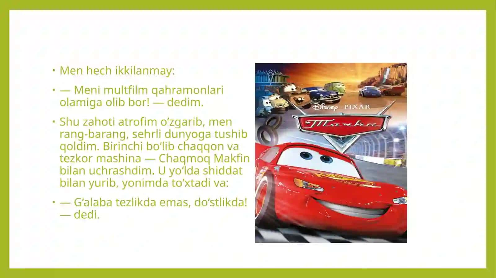 Multfilm qahramonlar olamiga sayohat mavzusi daloyi haishi 4