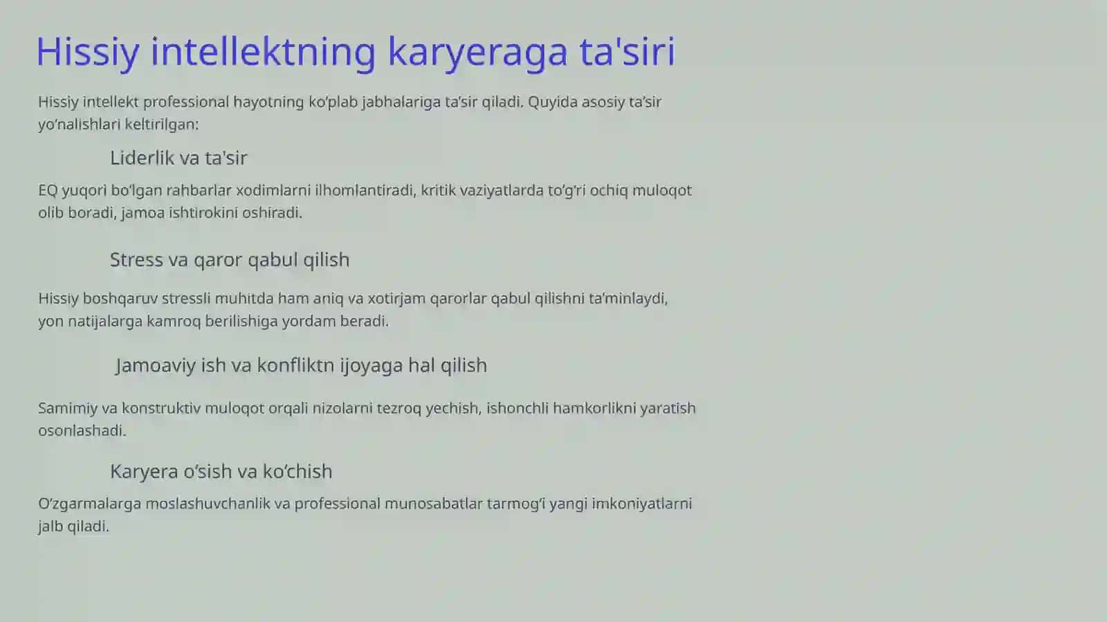 Karyera o'sishida ijtimoiy va hissiy intellektning o'rni 4