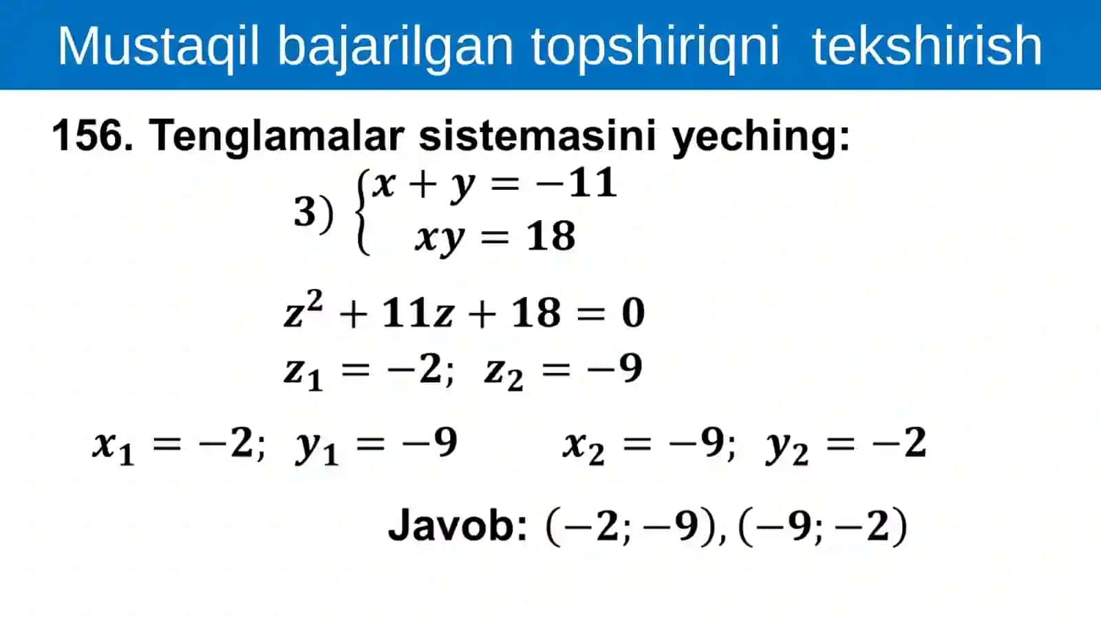 Tenglamalar sistemasini yechishni turli usullari 4