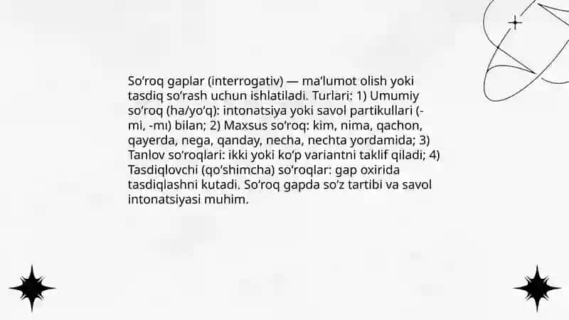 Xabar gaplar (deklarativ) 4