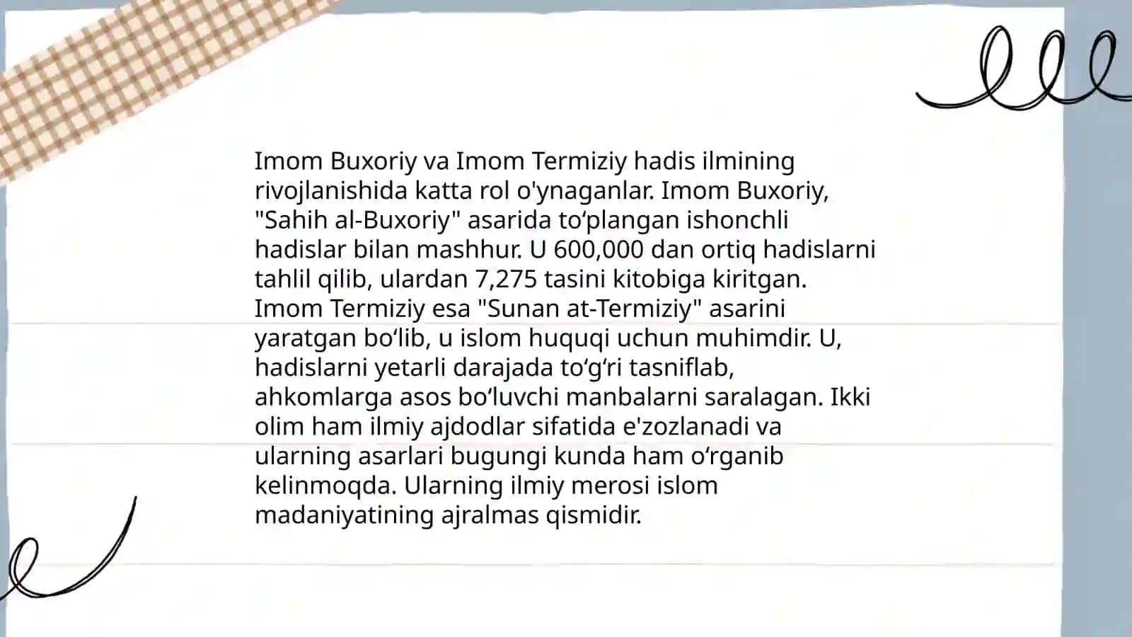 Imom Buxoriy va Imom Termiziyning hadis ilmiga qõshgan hissalarini qiyosiy tahlili 4