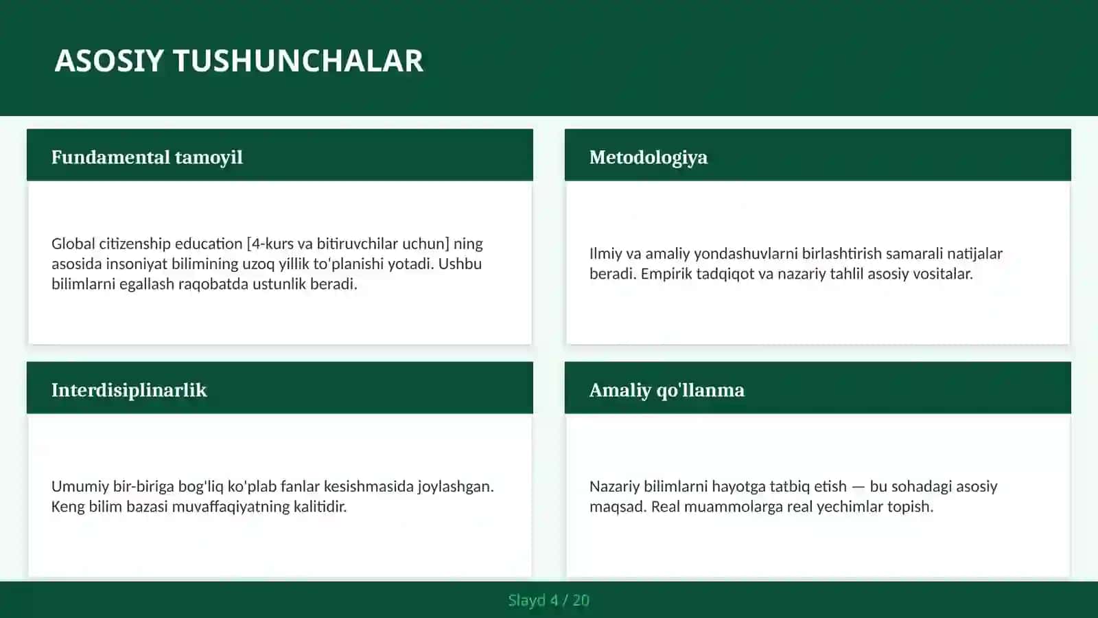 Global citizenship education [4-kurs va bitiruvchilar uchun] 4