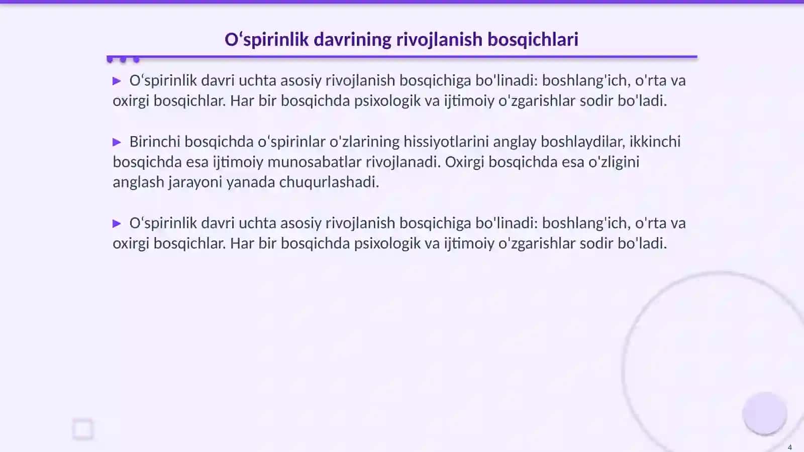 Ilk o‘spirinlik davrining psixik xususiyatlari 4