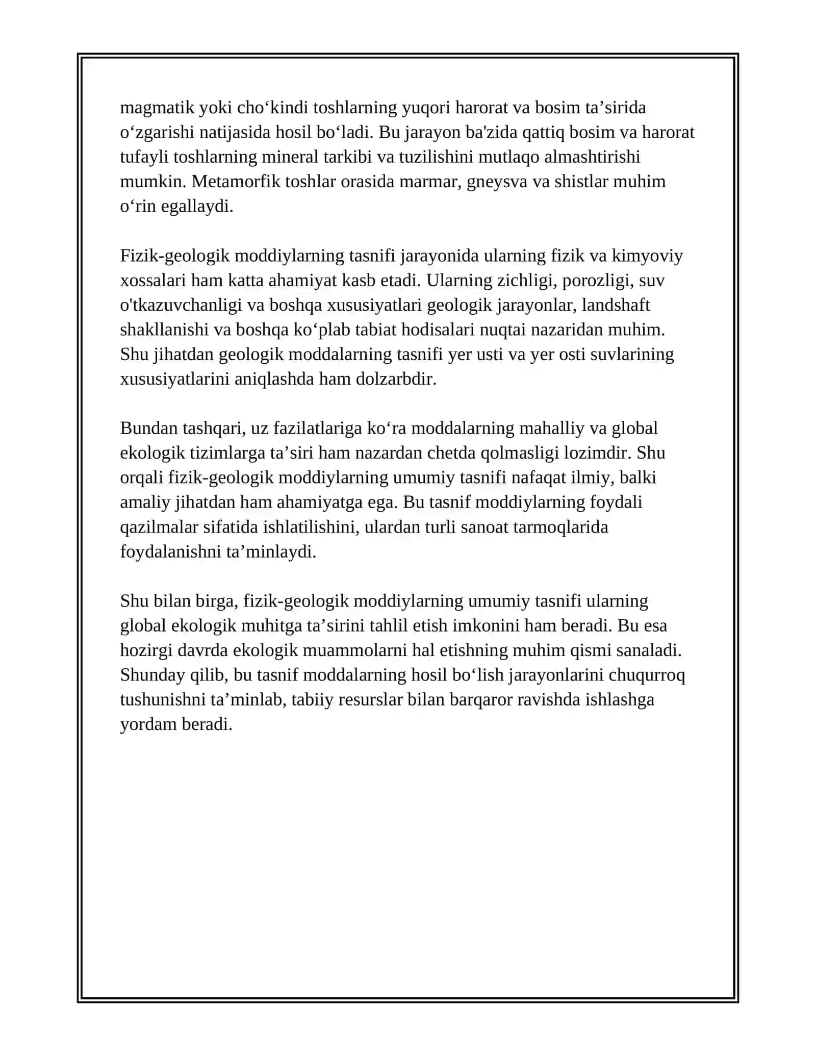 FIZIK - GEOLOGIK MODDIK KLASIFIKATSIYASI 4