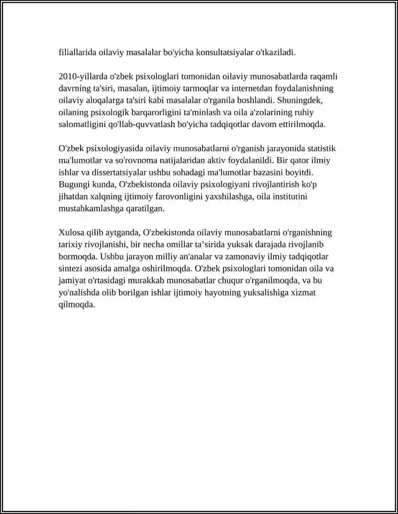 O'zbek psixologlarining oilaviy munosabatlarni o'rganish tarixiy rivojlanishi 4