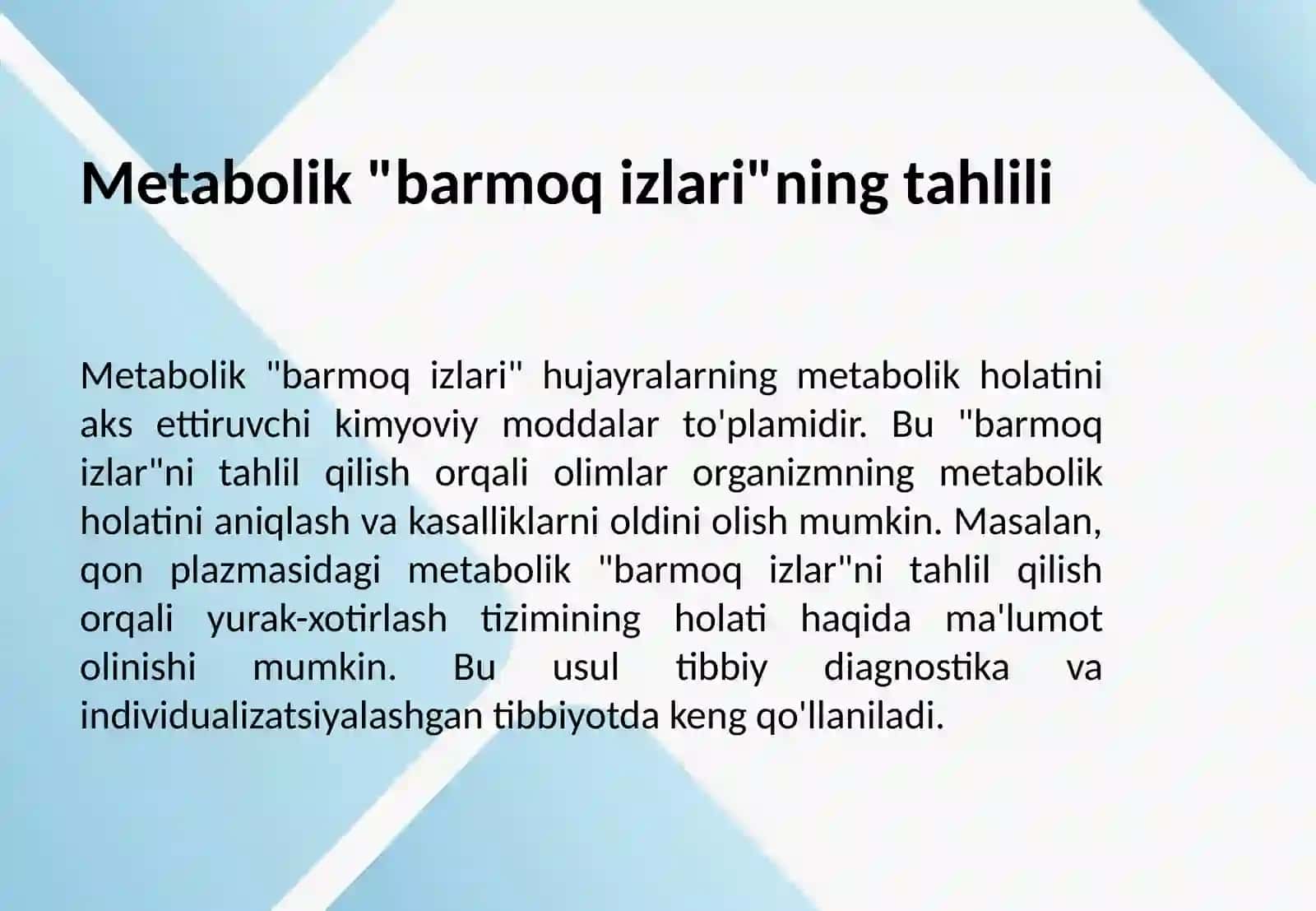 Metabolomika fanining asoslari 4