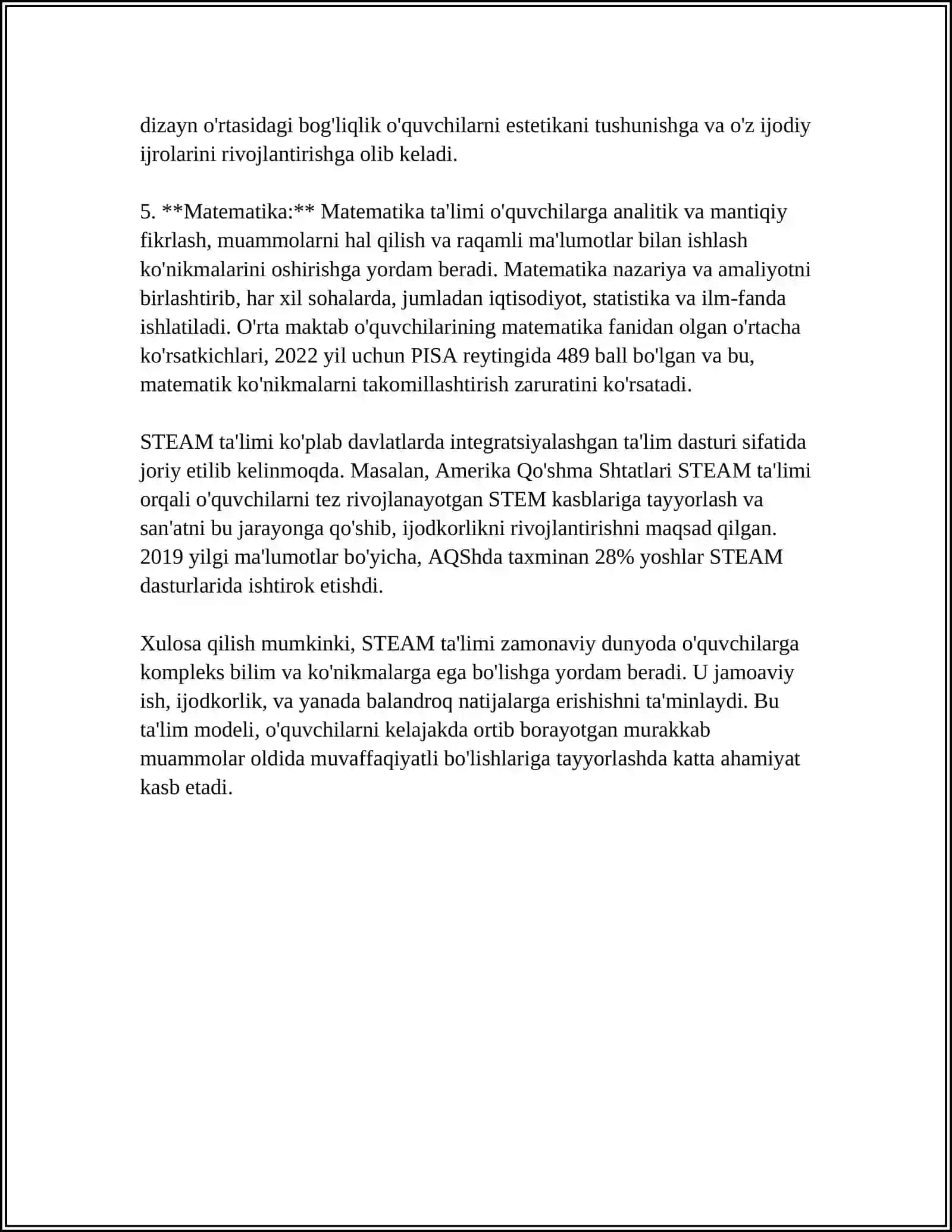 STEAM TAʼLIM TEXNALOGIYASI TALABLARI ASOSIDA ILMIY-TEXNIK MUOMMOLARINI HAL QILISHGA QARATILGAN USLUBIY MATERIALLAR ISHLAB CHIQISH 4