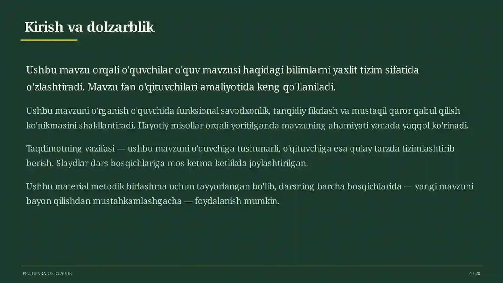 Dolzarb mavzular — maktab va o'qituvchilar (2026) 4
