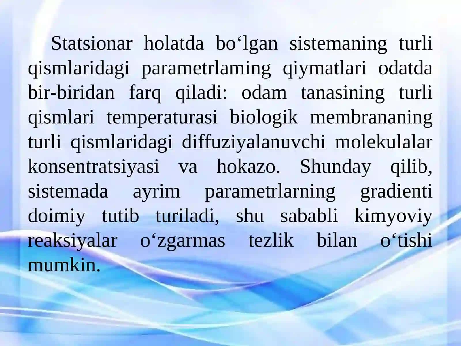 Termodinamika qonunlarini inson organizmiga tadbiq qilishni o‘rganish 4