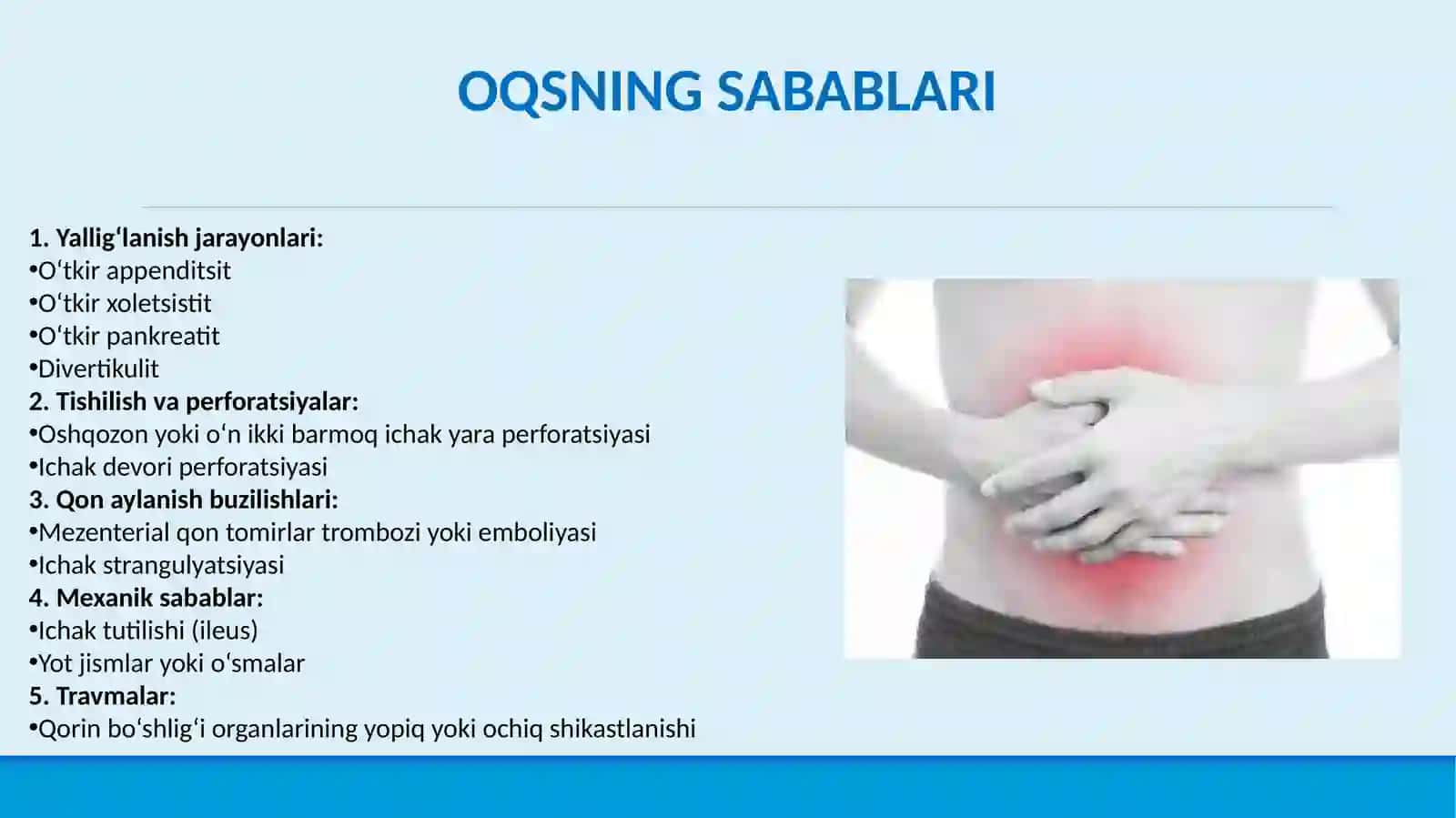 Qorin bo‘shlig‘ining o‘tkir xirurgik kasalliklari (O‘tkir qorin sindromi) 4
