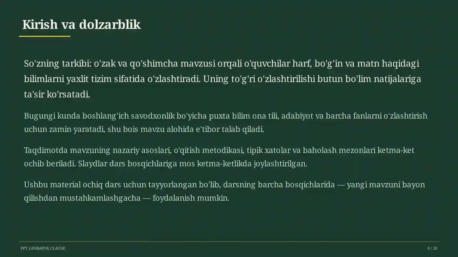 Dars rejasi 4