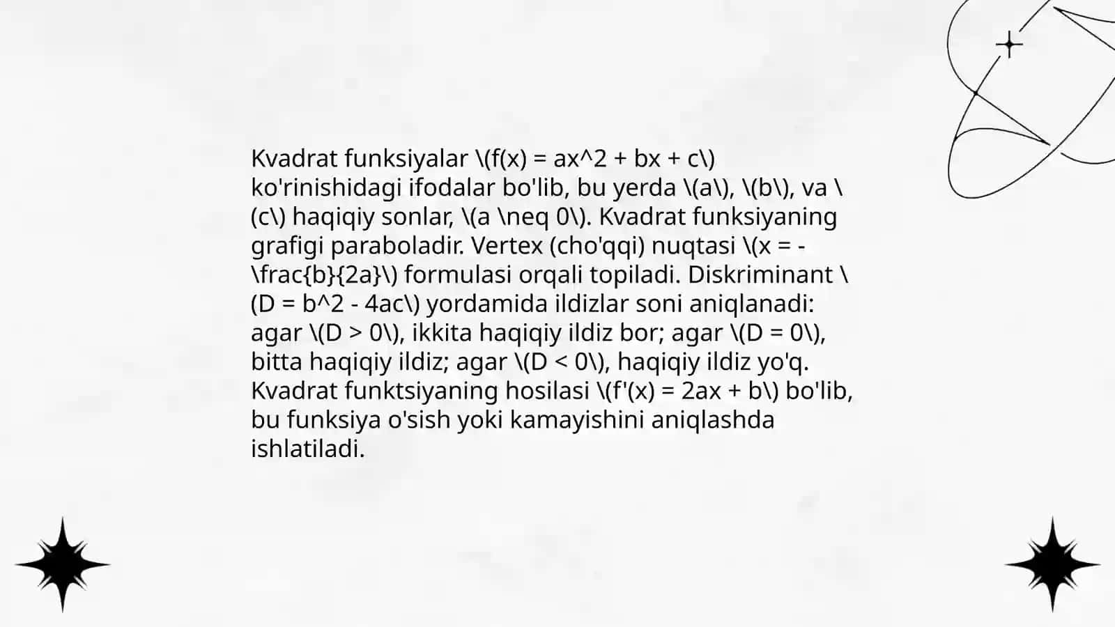 To'g'ri chiziqli funksiyalar 4