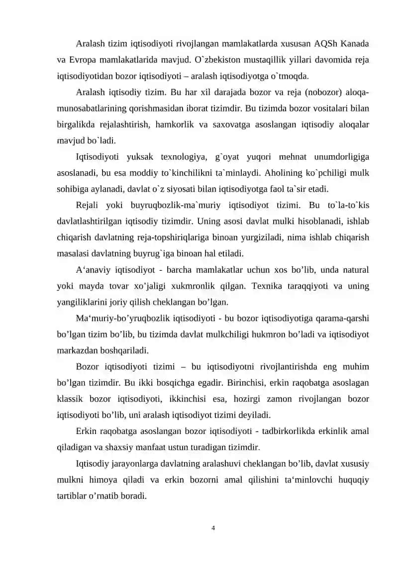 Iqtisodiy tizim modellari va mulkchilik munosabatlari 4