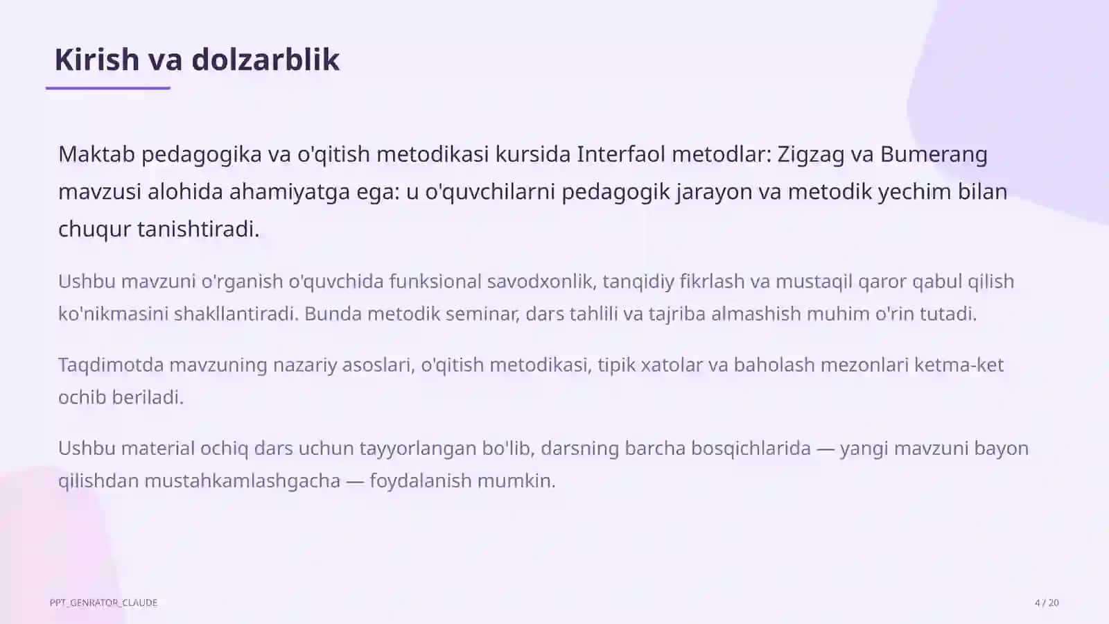 Interfaol metodlar: Zigzag va Bumerang 4
