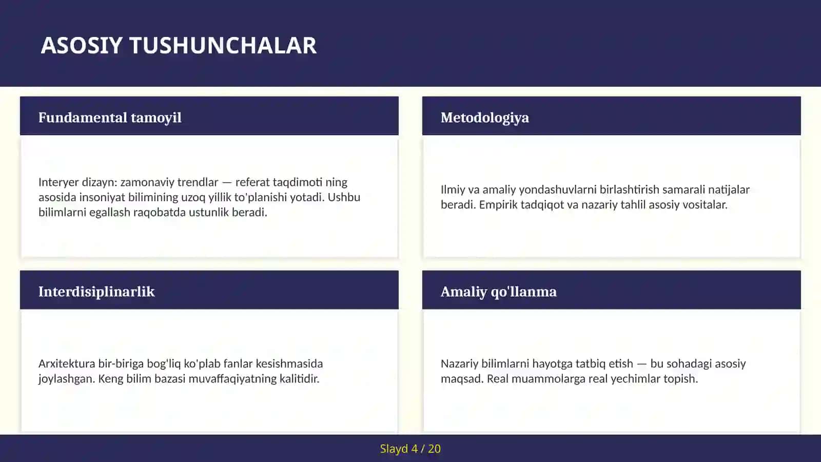 Interyer dizayn: zamonaviy trendlar — referat taqdimoti 4