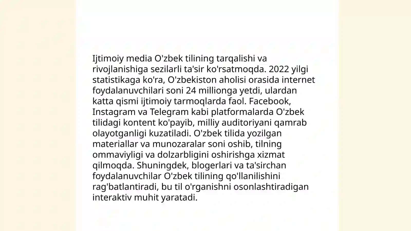 O'zbek tili ijtimoiy vazifalarining kengayishi: jamiyatdagi òzgarishlar va til rivoji 4