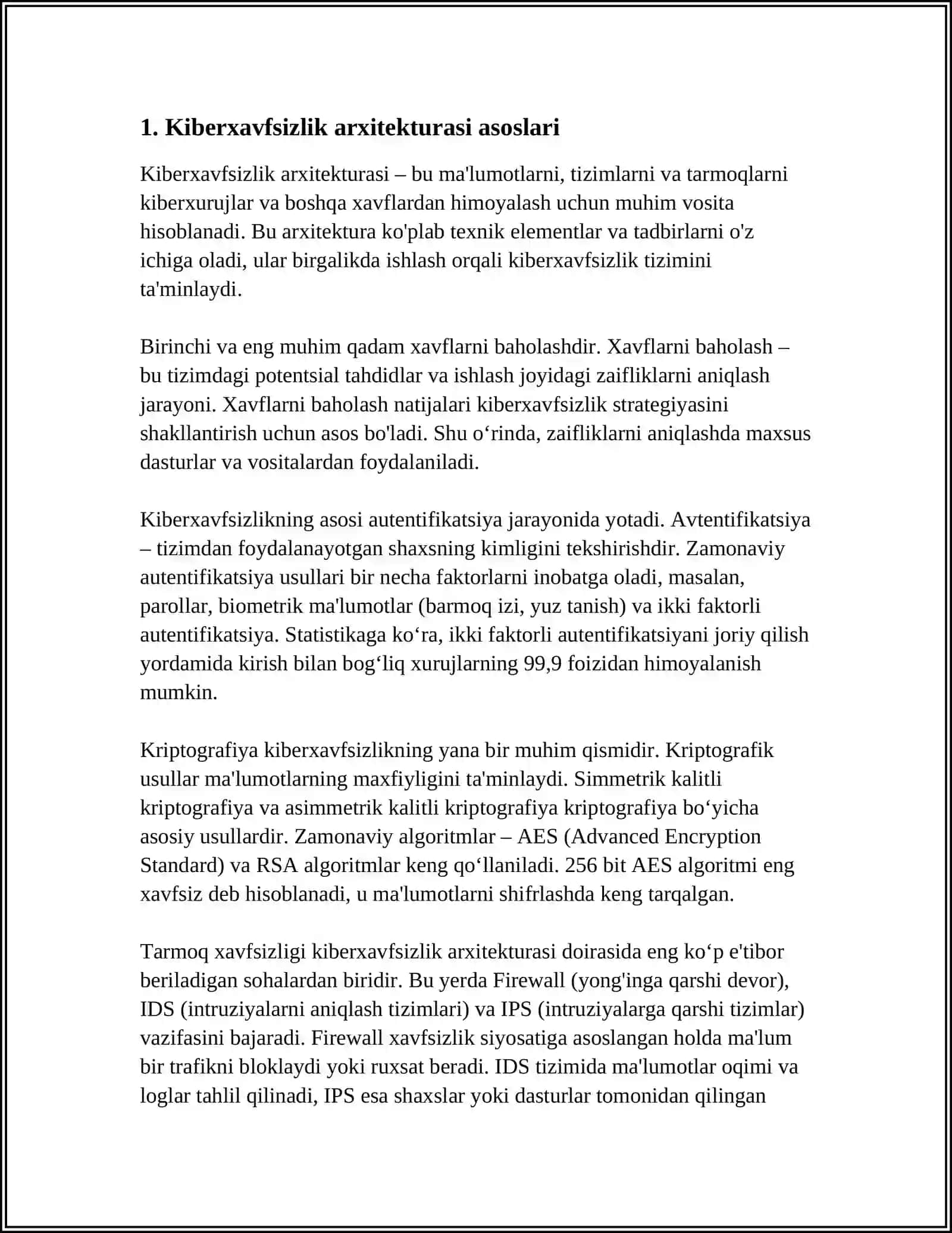 KIBERXAVFSIZLIK ARXITEKTURASI, STRATEGIYASI VA SIYOSATI 4