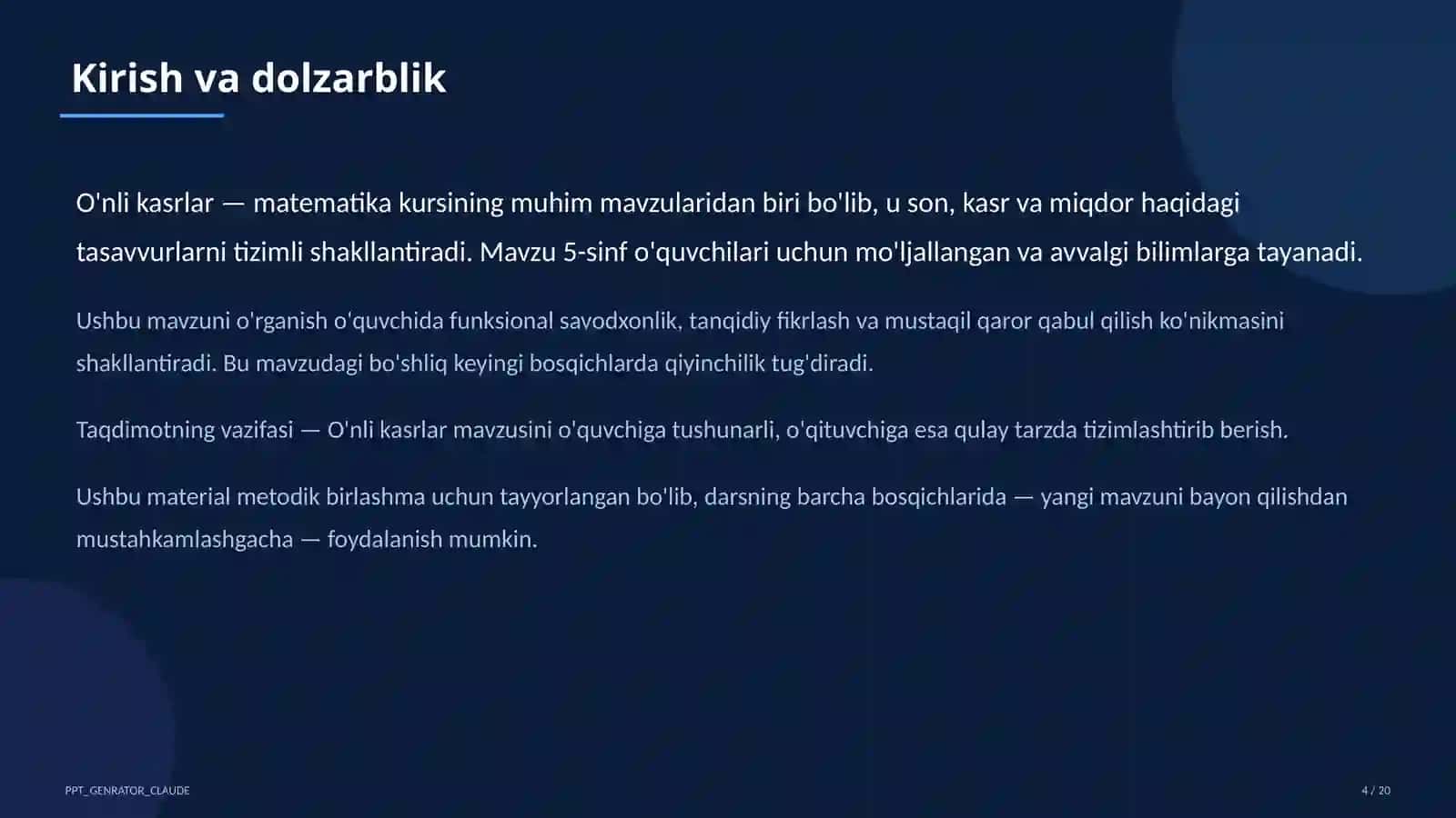 O'nli kasrlar (5-sinf) 4