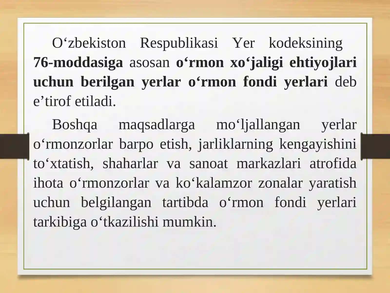 O‘RMONDAN FOYDALANISH HUQUQINI BERISH TARTIBI 4