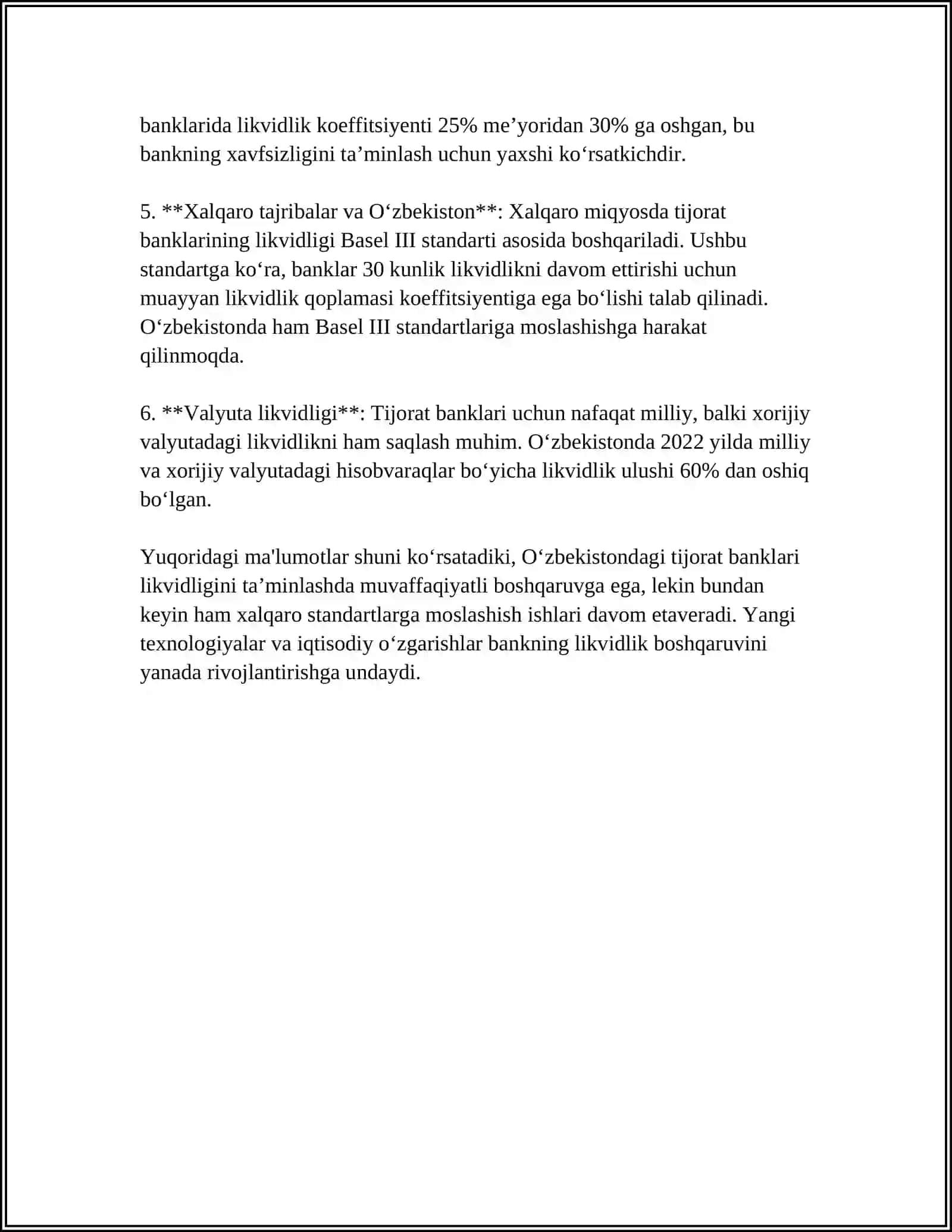 TIJORAT BANKLARI LIKVIDLILIGINI FAVQULOTDA QO’LLAB-QUVVATLASHUCHUN KREDITLAR AJRATISH TARTIBI 4