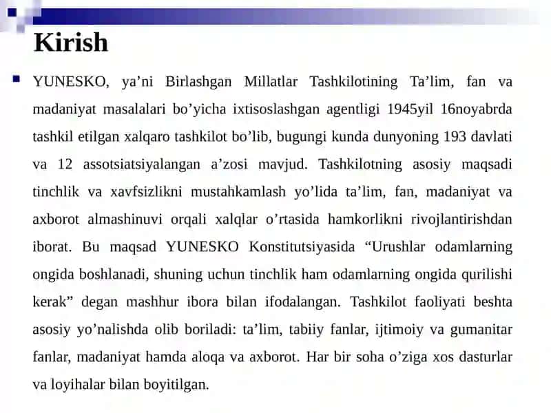 YUNESKO VA UNING FAOLIYATI 4