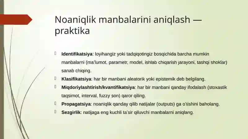 Noaniqliklar va ularni baholash 4