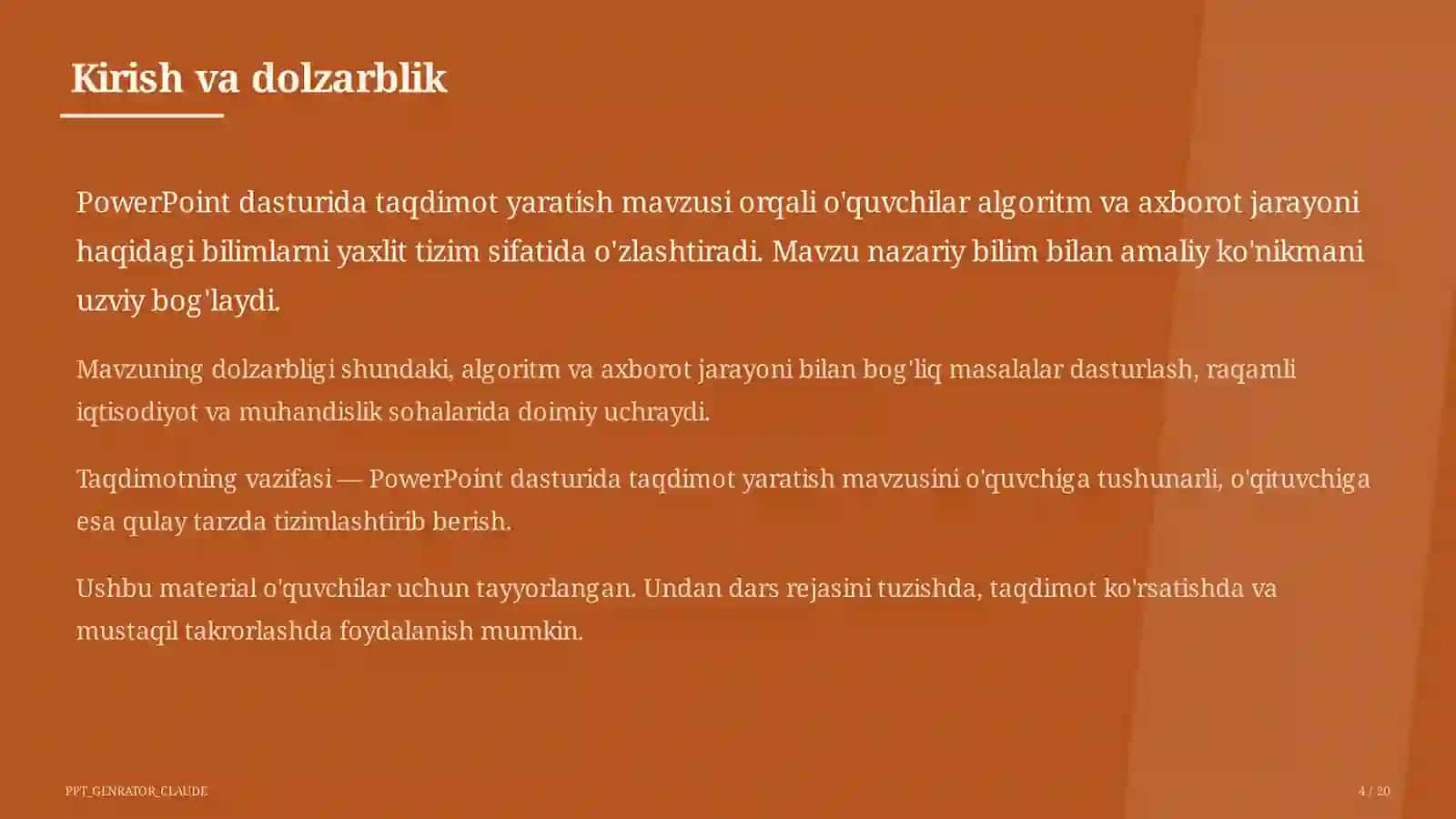 PowerPoint dasturida taqdimot yaratish (7-sinf) 4