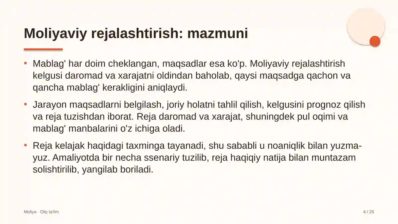 Chinni-fayans sanoatida moliyaviy rejalashtirish 4