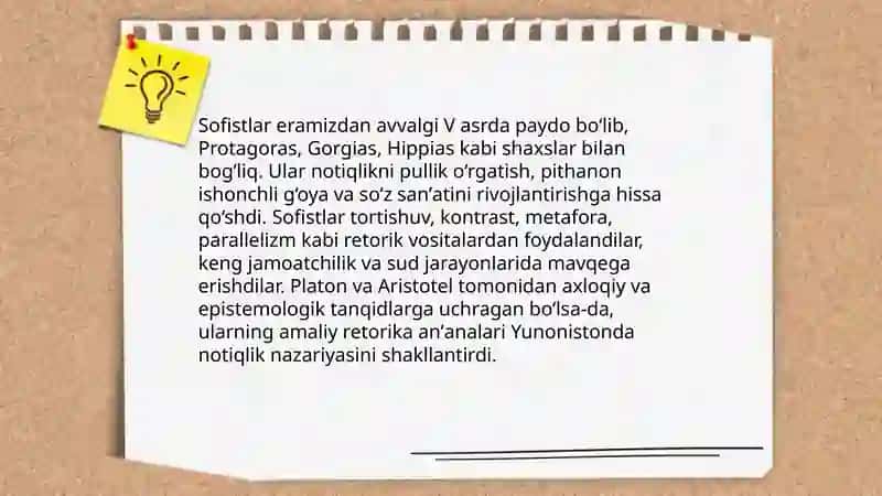 Yunonistonda notiqlik sanʼati tarixi haqida 4