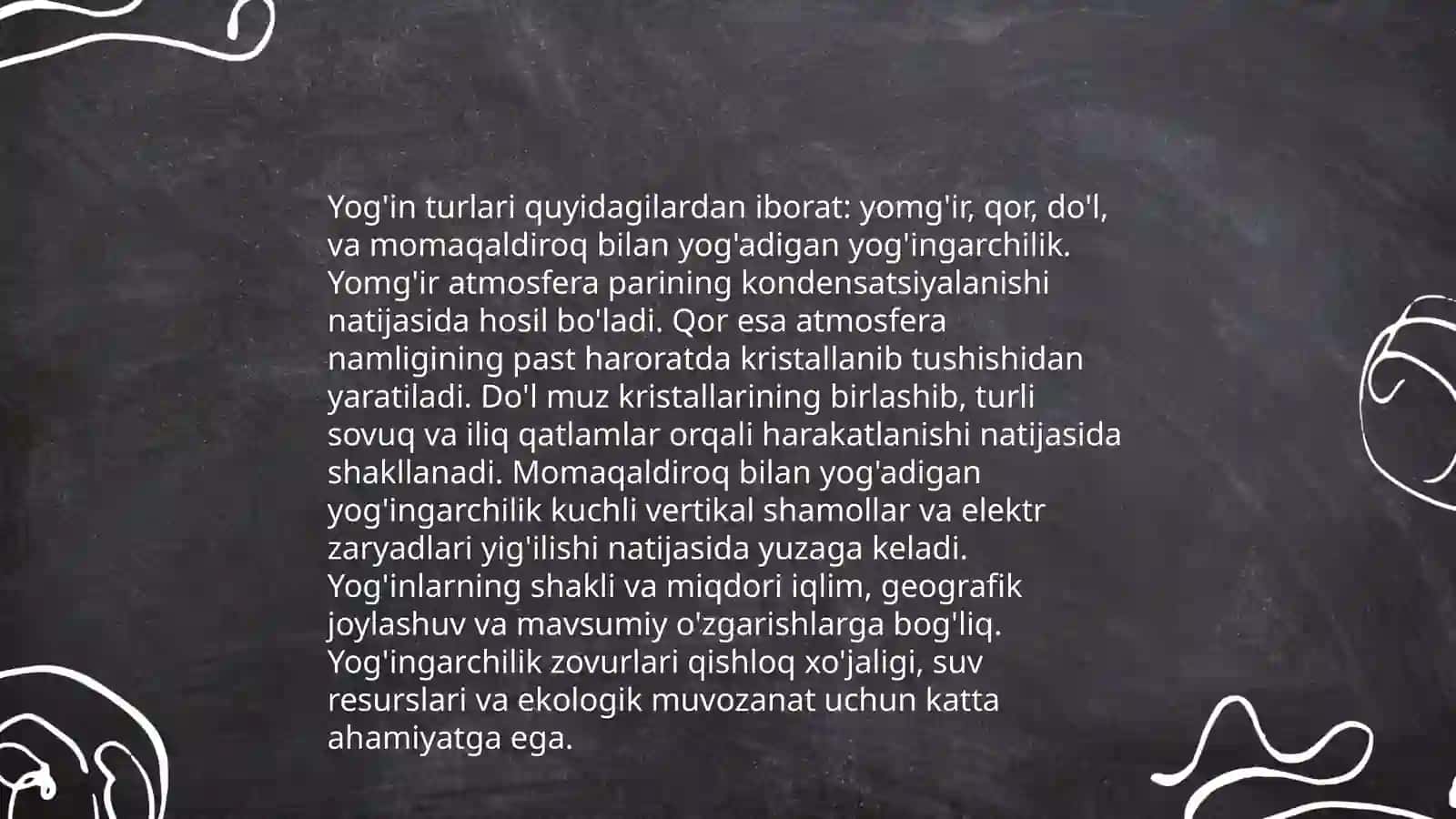 Ob-havo elementary, yog'inlar, temperature, shamollar va ulardagi tabiiy o'zgarishlarni anglash 4