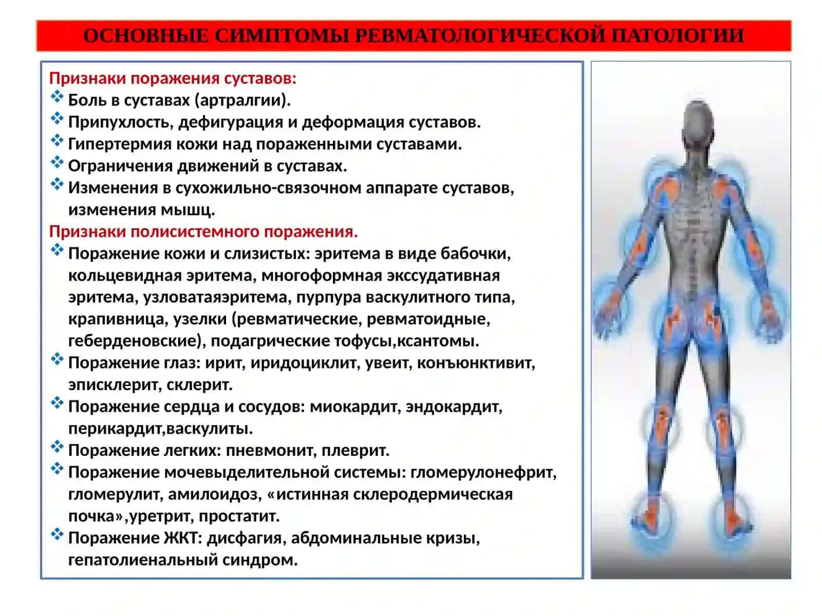 ЛЕКЦИЯ № 18ОБСЛЕДОВАНИЕ БОЛЬНЫХ С ЗАБОЛЕВАНИЯМИ СУСТАВОВ И СОЕДИНИТЕЛЬНОЙ ТКАНИ. ОСНОВНЫЕ КЛИНИЧЕСКИЕ СИМПТОМЫ СКВ, ССД, РА, ДОА 4