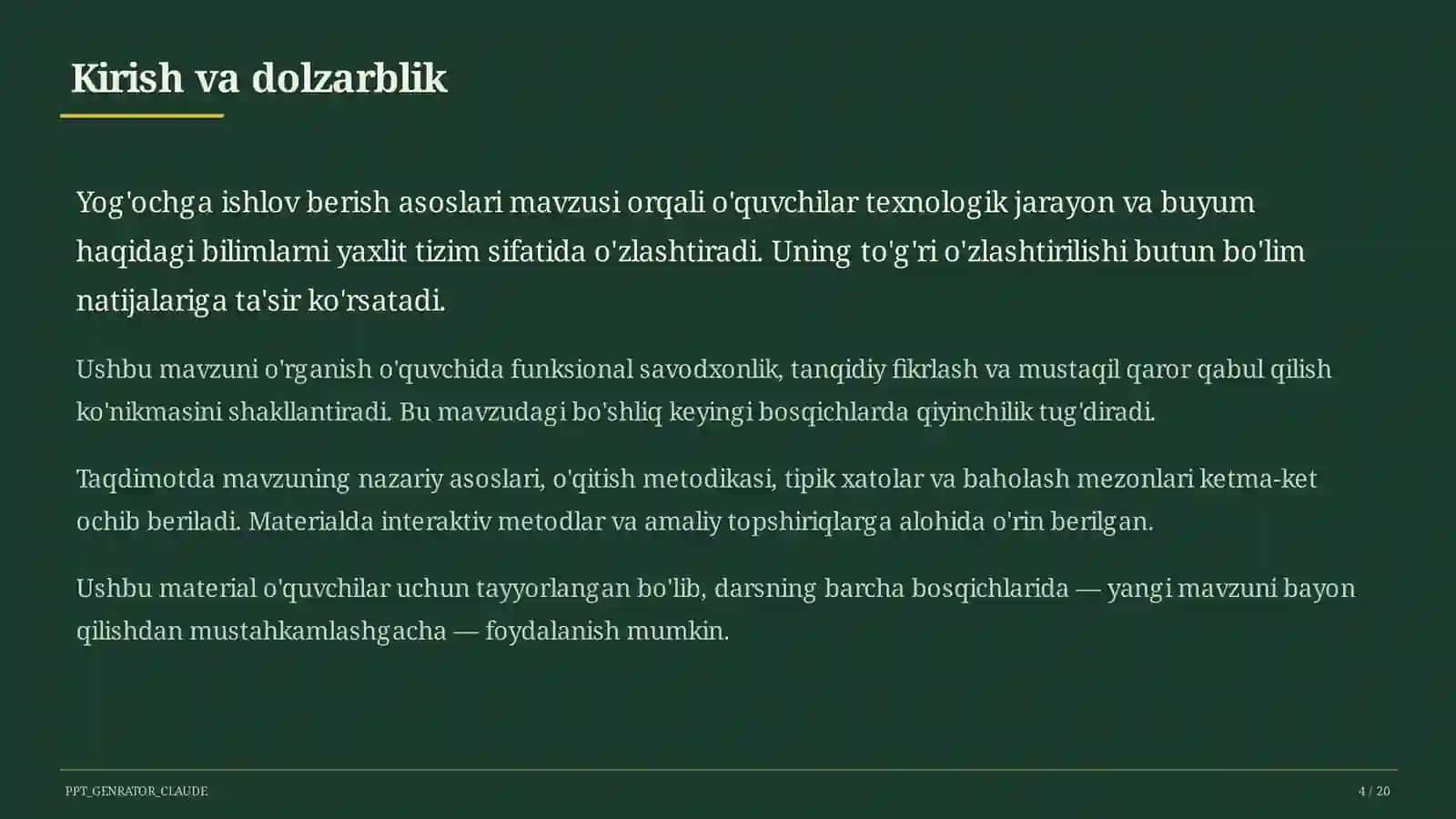 Yog'ochga ishlov berish asoslari (5-sinf) 4