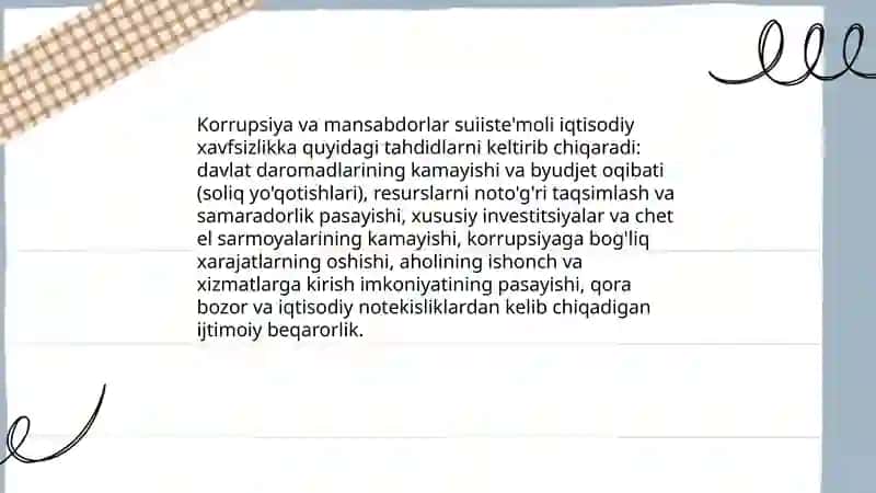 Ichki va tashqi tahdidlarning iqtisodiy xavfsizlikka tasiri 4