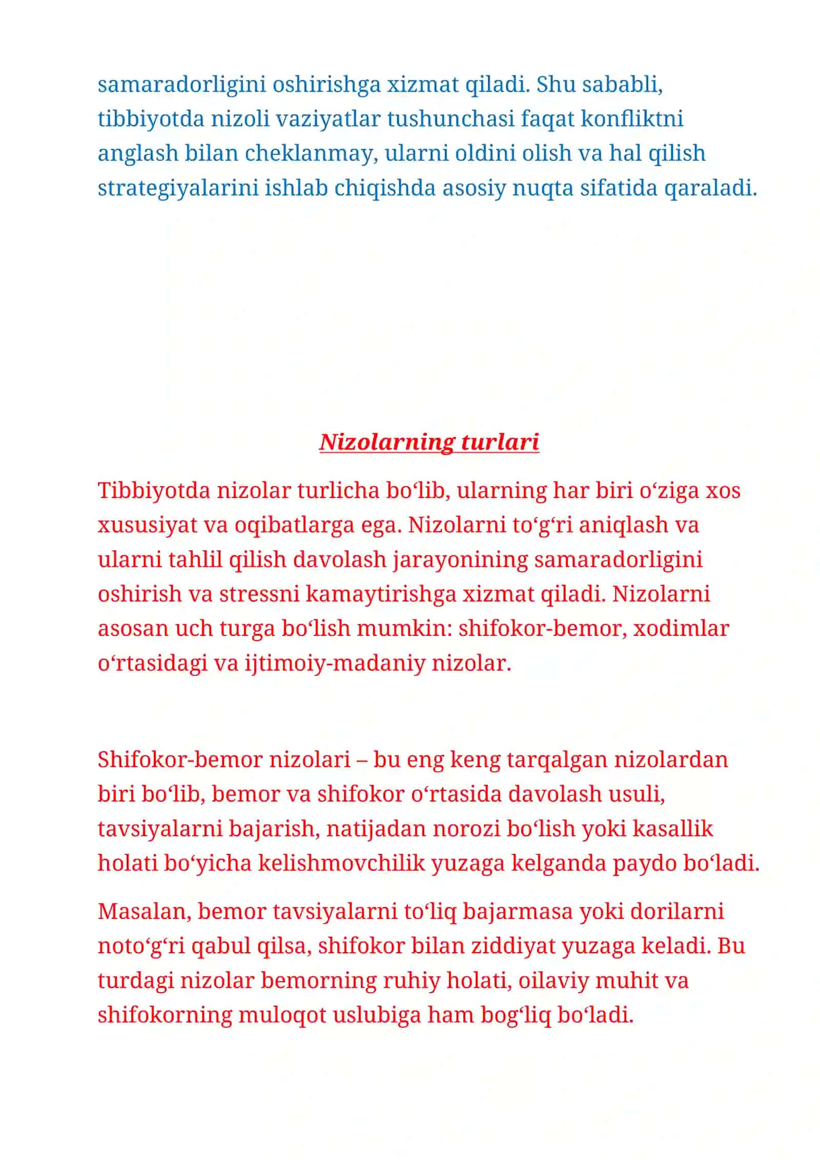 Tibbiyotda nizoli vaziyatlar va ularni hal qilish 4