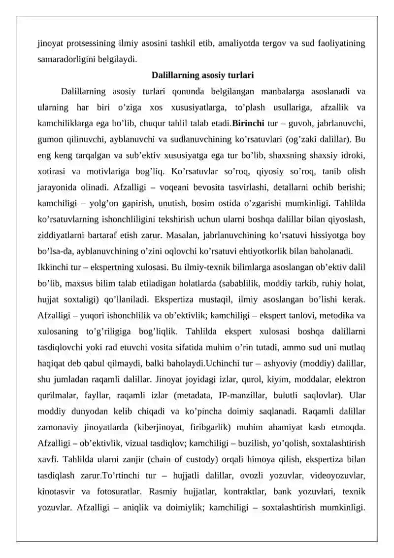 Dalillar va isbot qilinishi lozim bo’lgan holatlar 4