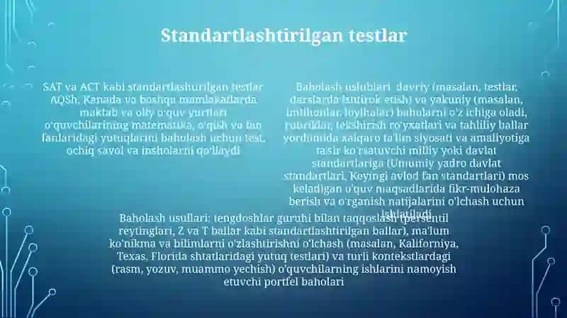 Ôquvchilar bilimini, malaka va koʻnikmalarni tekshirish usullari 4