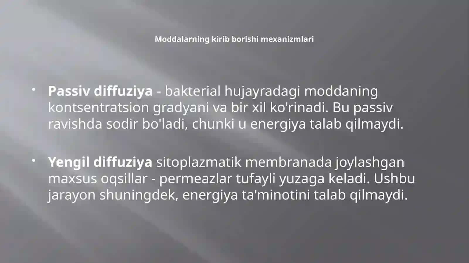 MIKROORGANIZMLAR FIZIOLOGIYASI. BAKTERIYANINGO’SISHIVAKO’PAYISHI 4
