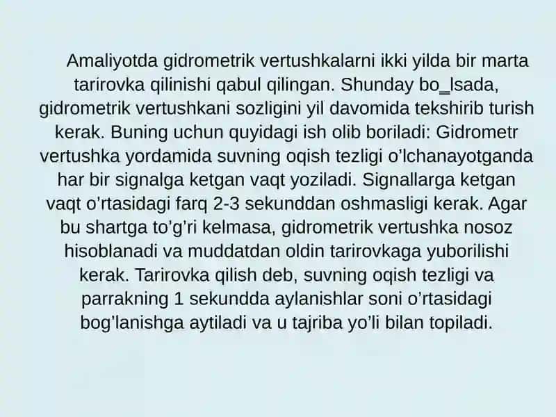 Gidrometrik parraklarni tatirofkalash 4