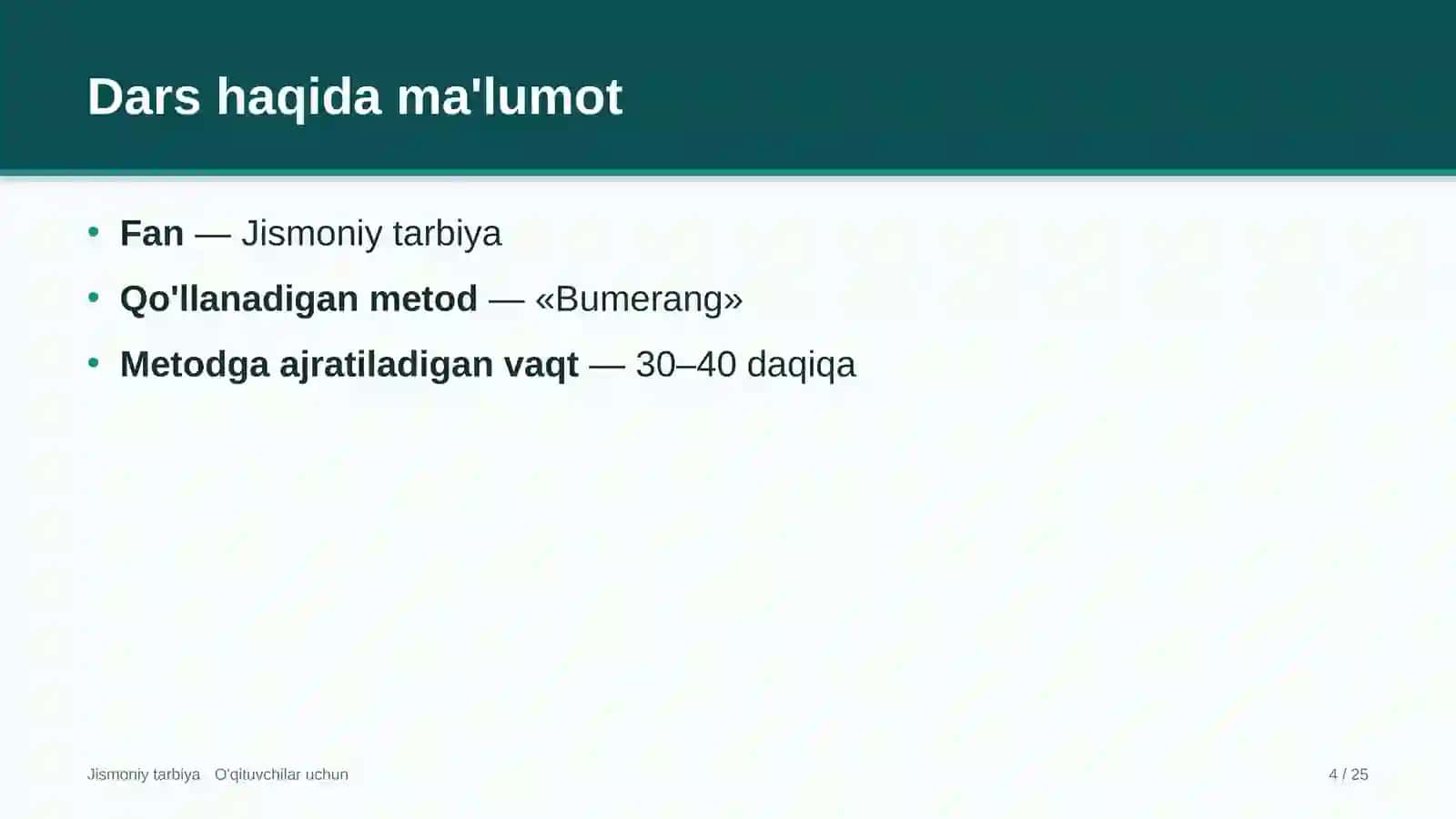 jismoniy tarbiya darslarida bumerang metodidan foydalanish 5888 4