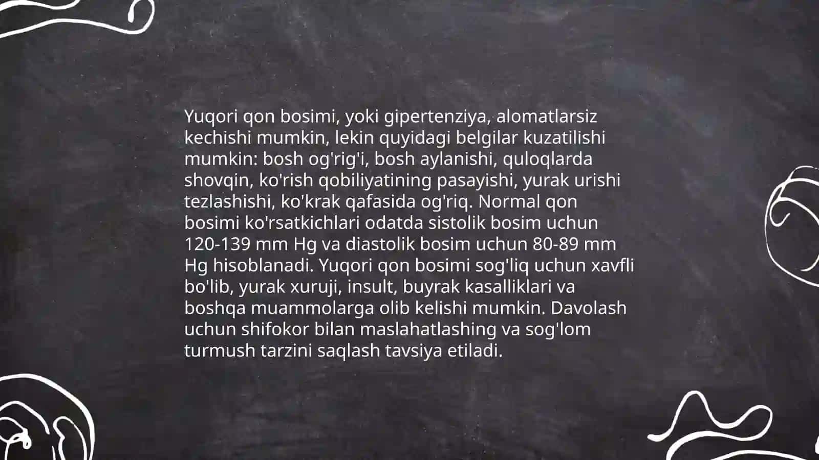 Simptomatik gipertoniya simptomatologiyasi, tekshirish usullari Jumaqulov Davron 4
