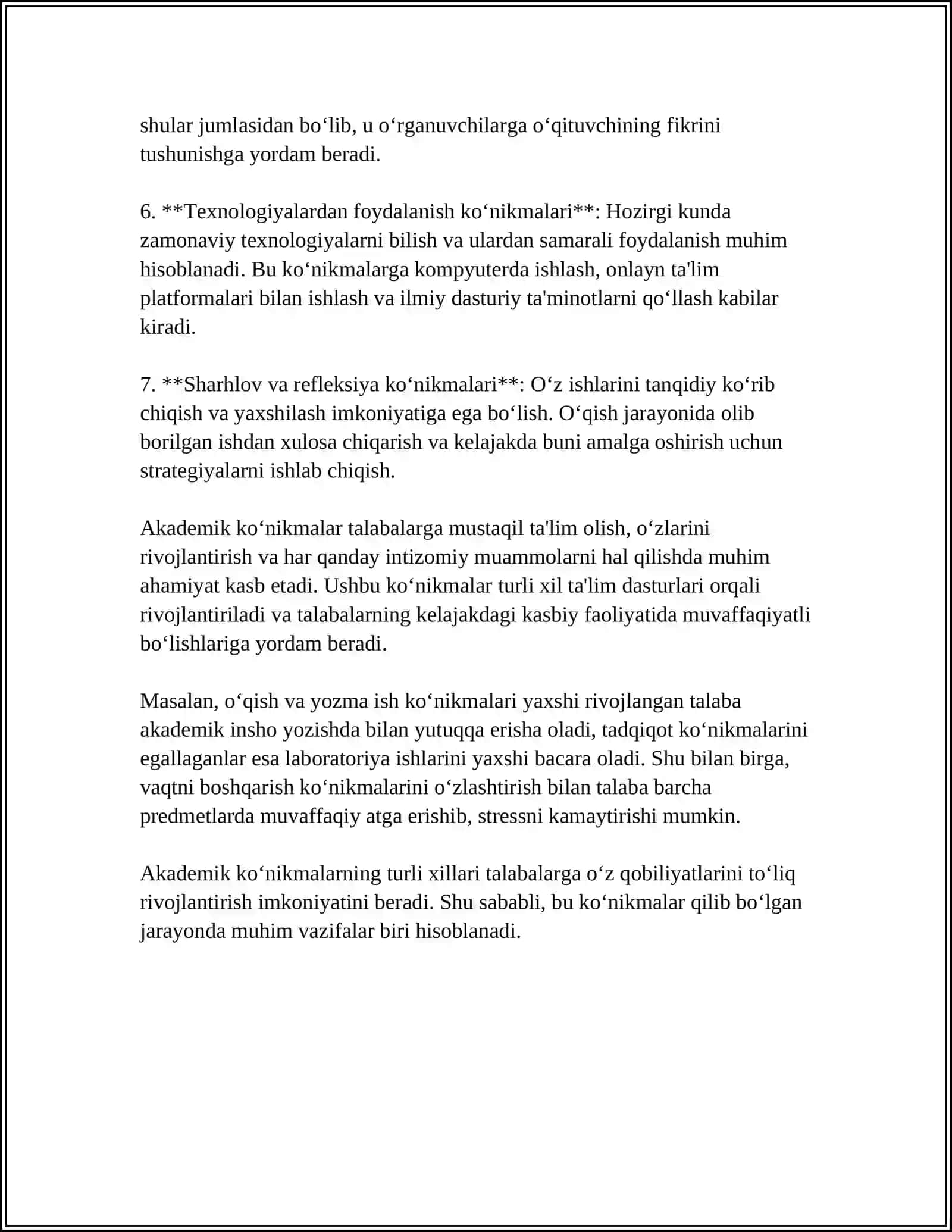 PROFESSIONAL TAʼLIMDA AKADEMIK KOʻNIKMALARNING OʻRNI 4
