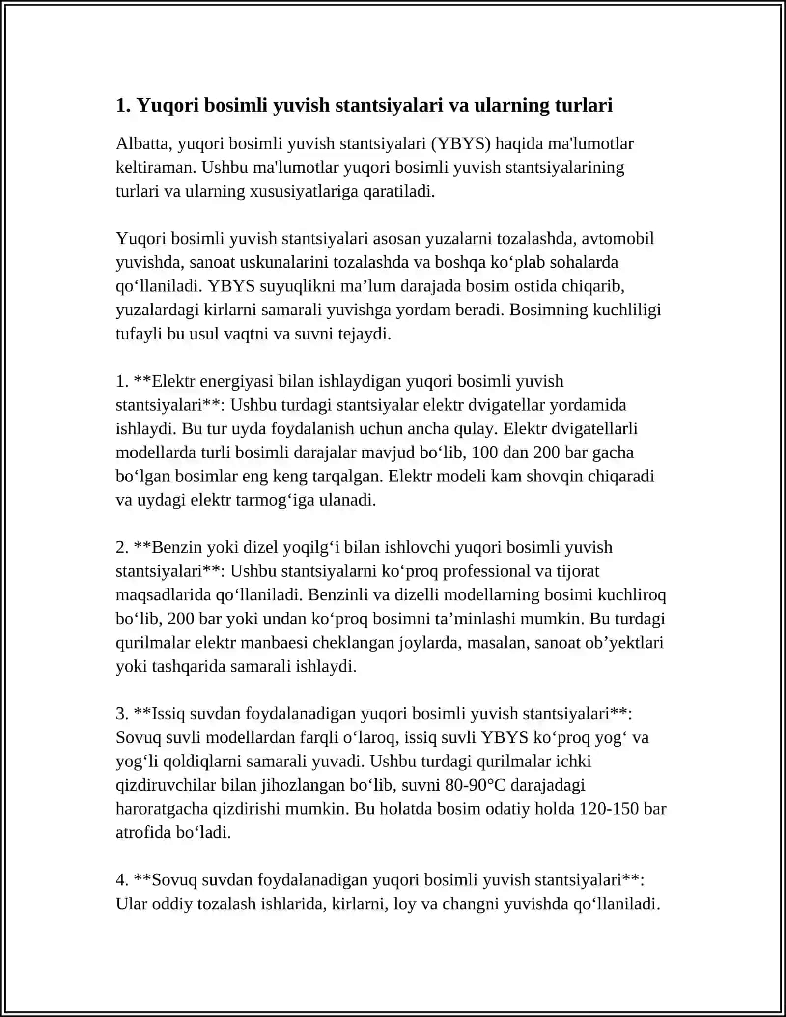 YUQORI BOSIMLI YUVISH STANTSIYALARI VA ULARNING TURLARI 4