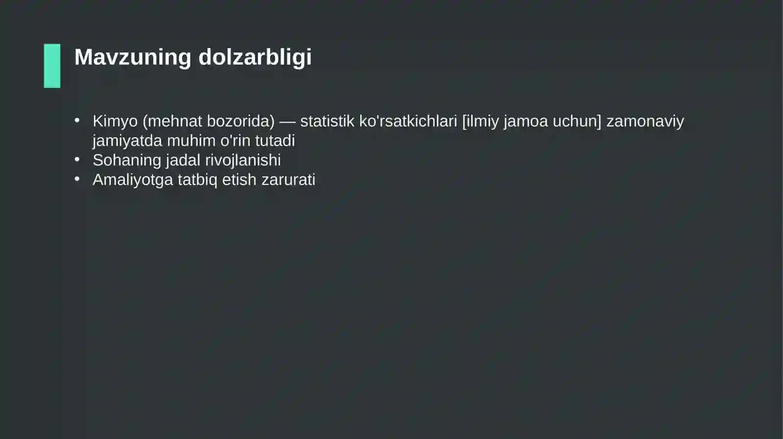 Kimyo (mehnat bozorida) — statistik ko'rsatkichlari [ilmiy jamoa uchun] 4