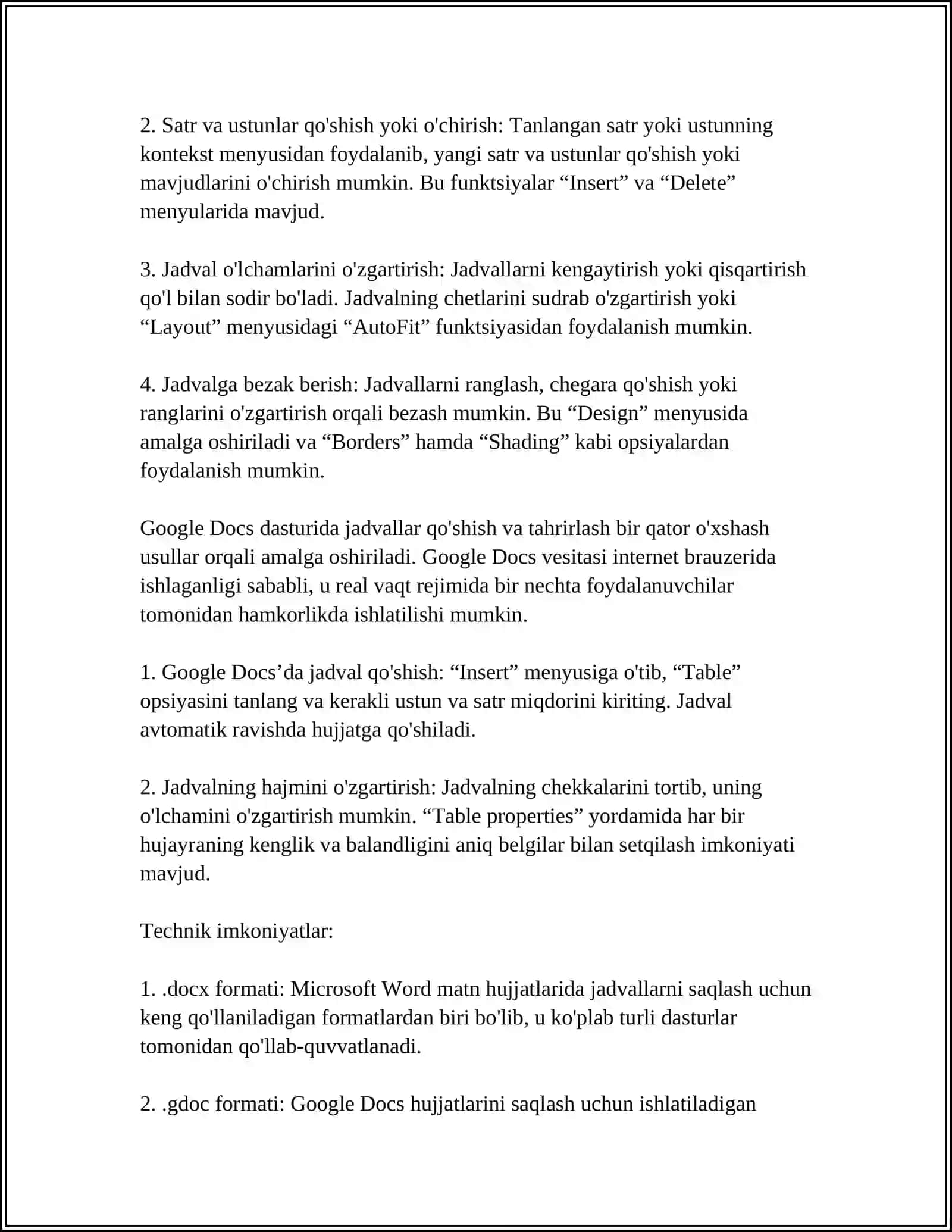 TEKSTLAR BILAN ISHLASH, OBYEKTLAR QO'SHISH.TEKST HUJJATLARIDA JADVAL VA RASMLAR. SNOSKA QOʻYISH,HUJJAT TUZILISHI BILAN ISHLOV BERISH MAZMUN BILAN TO'LDIRISH.MAKROSLAR BUKLETLARINI "MICROSOFT PUBLISHER" DASTURI YORDAMIDA TAYYORLASH 4