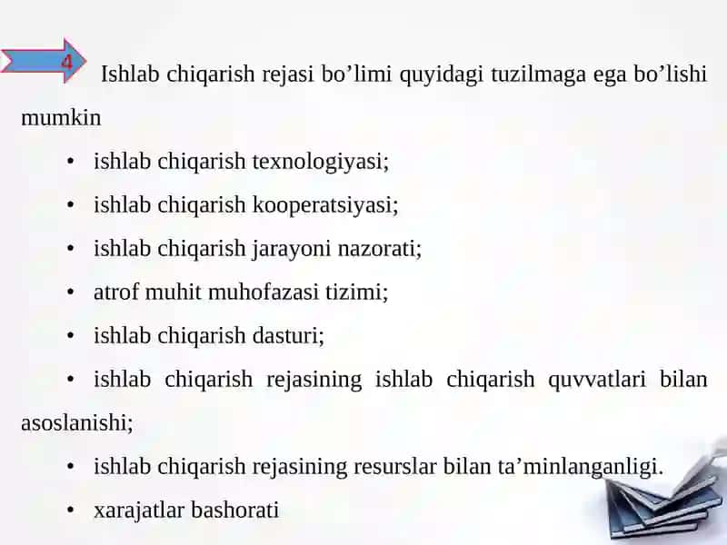 Ishlabchiqarish rejasi 4