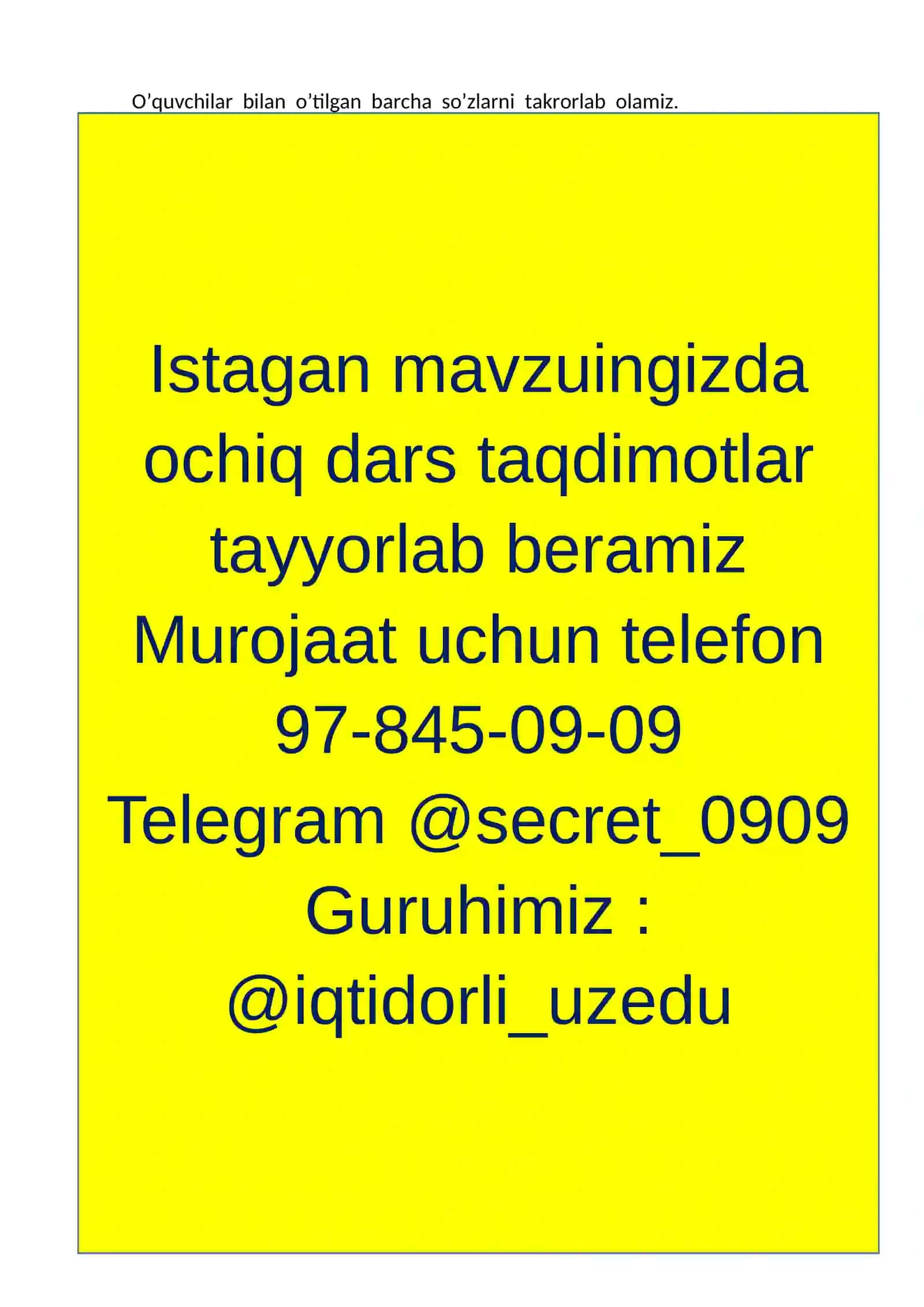 Yassi fazoviy shakllar uchun bir soatlik dars ishlanmasi 4