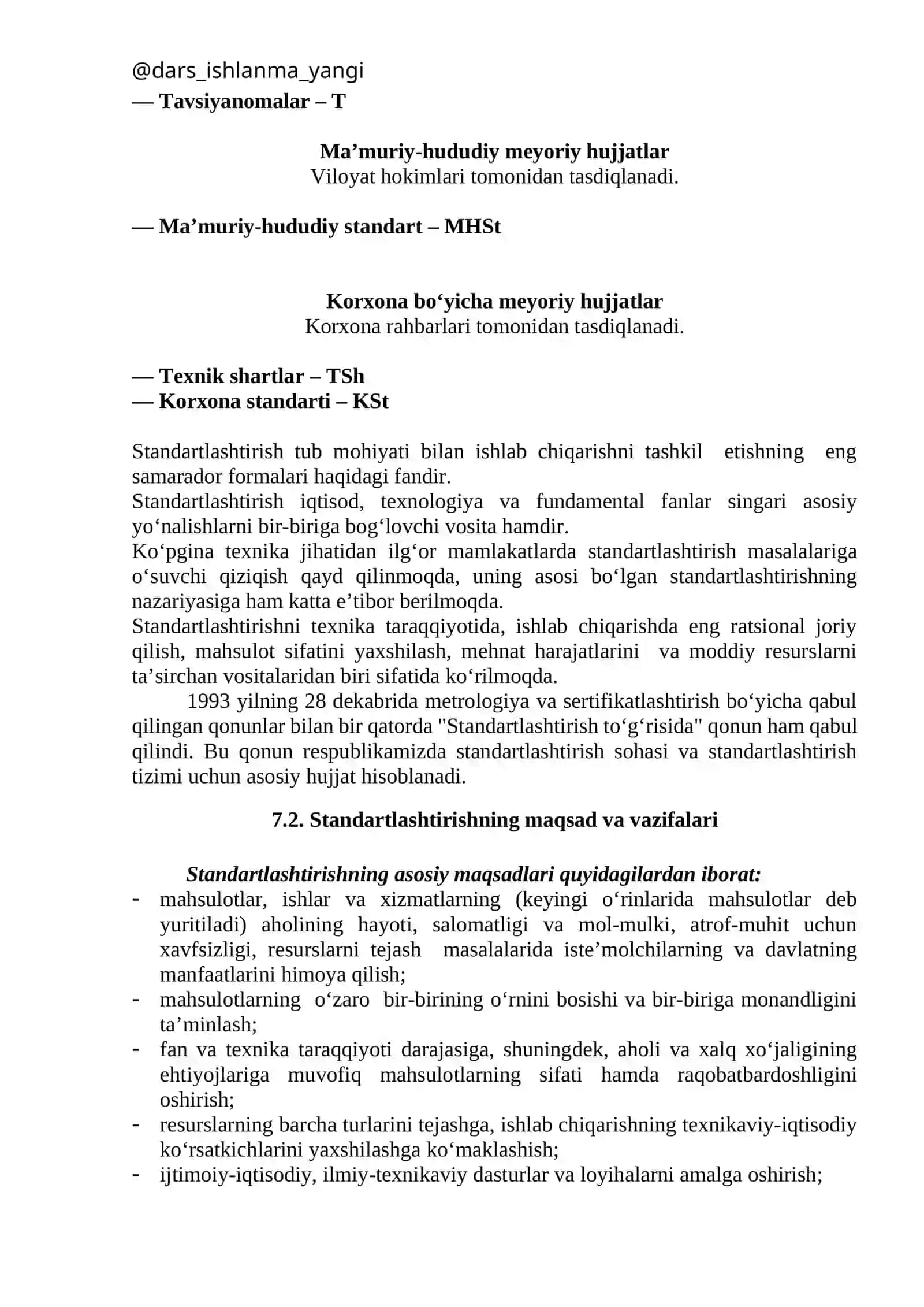 Standartlashtirishning maqsad va vazifalari 4